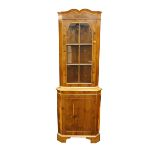 YEW WOOD CORNER DISPLAY CABINET