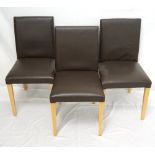 SET OF SEVEN BEECH FRAMED DINNING CHAIRS