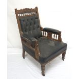 VICTORIAN OAK FRAMED ARM CHAIR