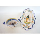 QUIMPER DELFT STYLE POTTERY PORRINGER