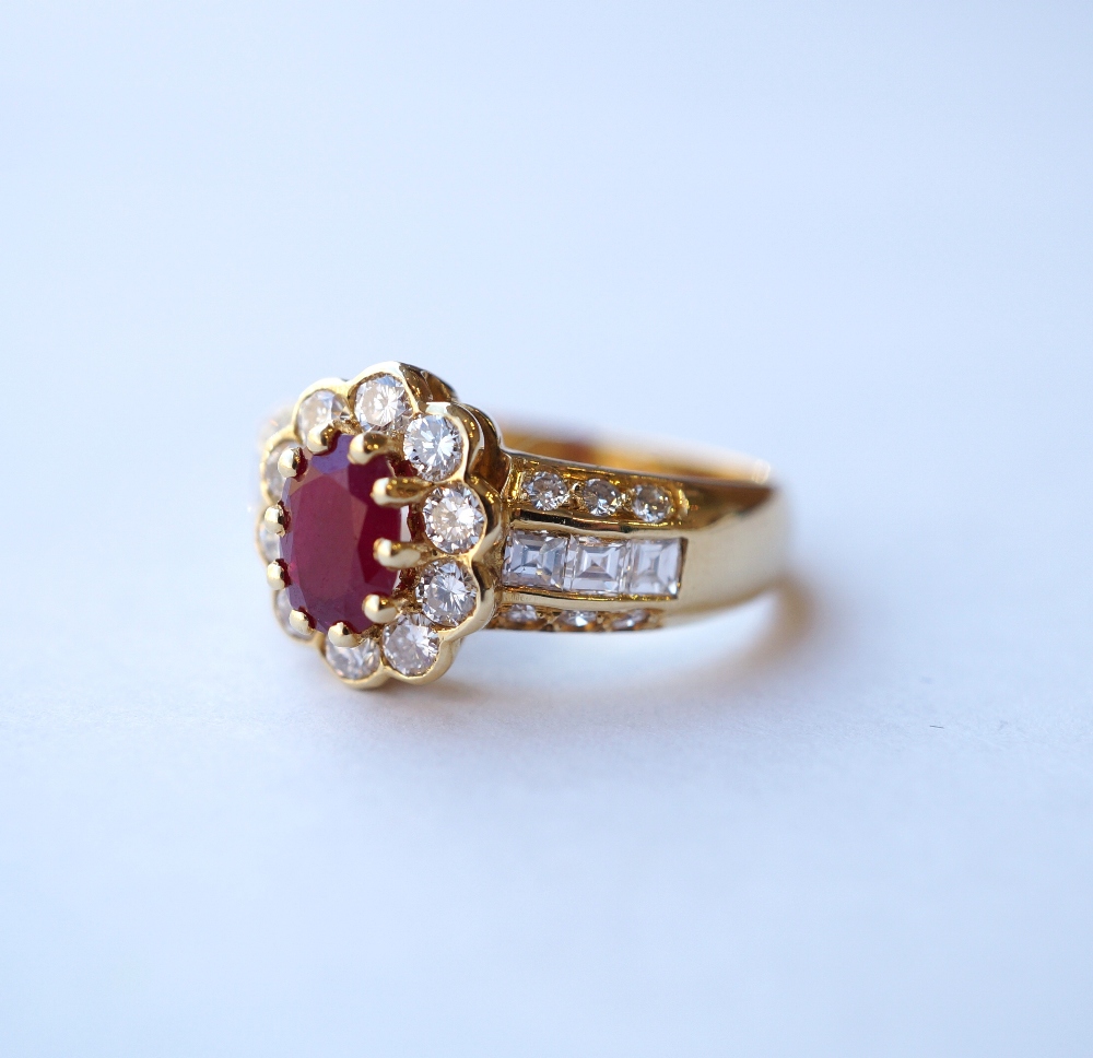 RUBY AND DIAMOND CLUSTER RING