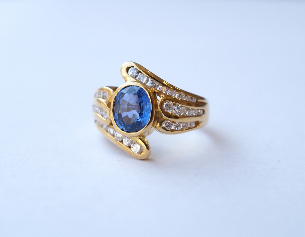 CEYLON SAPPHIRE AND DIAMOND CLUSTER DRES