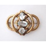 DECORATIVE VICTORIAN AQUAMARINE BROOCH