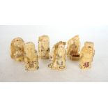 SIX CARVED BONE NETSUKE