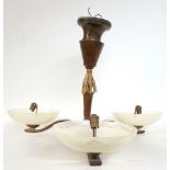 1950's WALNUT PENDANT LIGHT