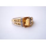 CITRINE AND DIAMOND DRESS RING