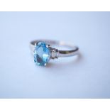 AQUAMARINE AND DIAMOND RING