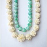 GRADUATED CARVED IVORY BEAD NECKLACE