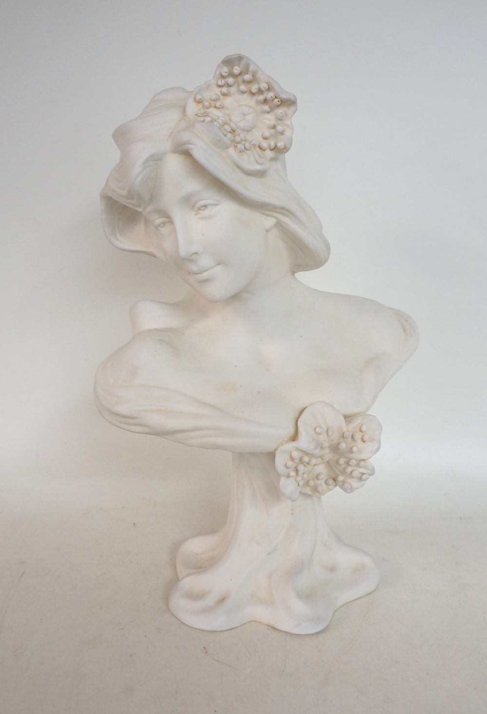 ART NOUVEAU STYLE PLASTER BUST OF A GIRL