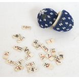 SET OF TWENTY TWO IVORY MINIATURE DOMINO