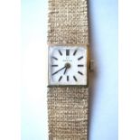 1970's LADY'S OMEGA NINE CARAT GOLD WRISTWATCH
with baton numerals,