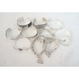 GOOD SELECTION OF VARIOUS SILVER BRACELETS AND BANGLES
of various designs and sizes,