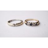 GRADUATED SAPPHIRE AND DIAMOND FIVE STONE RING
on nine carat gold shank,