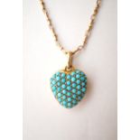 VICTORIAN TURQUOISE SET HEART SHAPED PENDANT
in fifteen carat gold, 1.
