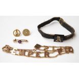 SMALL SELECTION OF GOLD JEWELLERY
comprising a a nine carat gold bracelet with the words 'Semper