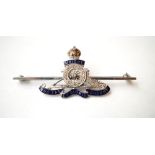 WWII ROYAL ARTILLERY DIAMOND SET SWEETHEART BAR BROOCH
of multi-piece construction,