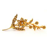 SEED PEARL SET FLORAL SPRAY BROOCH
in nine carat gold