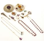 GOOD SELECTION OF SILVER AND OTHER JEWELLERY
including an amethyst,