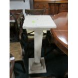 A PINE WHITE PAINTED PEDESTAL the square