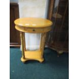 A SATIN BEECHWOOD OCCASIONAL TABLE the o