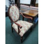 A CONTINENTAL BEECHWOOD ARMCHAIR the ova