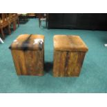 A PAIR OF DRIFTWOOD STOOLS each with a skin upholstered seat with panel frieze 52cm (h) x 41cm (w)