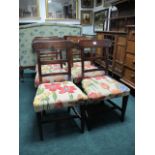 A SET OF SIX GEORGIAN MAHOGANY DINING CHAIRS on moulded legs