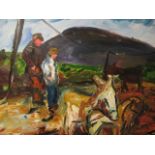 DECLAN MARRY IRISH SCHOOL 20TH CENTURY
Donkeys and Figures in a Field
Oil on Canvas
Signed Lower