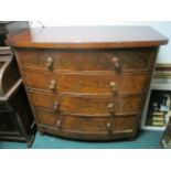 A VICTORIAN MAHOGANY BOW FRONT CHEST the shaped moulded top above two short and three long