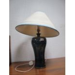 A LOUIS MULCHAY HANDMADE POTTERY TABLE LAMP of vase form