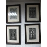 A SET OF FOUR BLACK AND WHITE PRINTS depicting famous stained glass windows