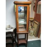 A PAIR OF CONTINENTAL MAHOGANY AND GILT BRASS MOUNTED DISPLAY CABINETS each with a moulded cornice