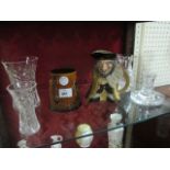 A MISCELLANEOUS COLLECTION to include a Waterford cut glass vase, a silvac mug,