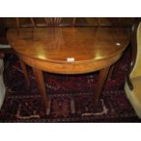 A MAHOGANY AND SATINWOOD INLAID SIDE TABLE 19th Century of demi-lune outline the shaped moulded top