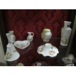 SEVEN PIECES OF AYNSLEY CHINA to include chamber stick, vases,