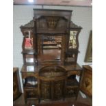 A VERY FINE EDWARDIAN ROSEWOOD AND MARQUETRY INLAID SIDE CABINET the super structure with bevelled