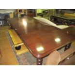 A FINE VICTORIAN STYLE MAHOGANY TELESCOPIC DINING TABLE the rectangular top with rounded corners