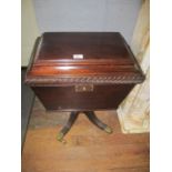 *WITHDRAWN* A GOOD GEORGIAN MAHOGANY TEAPOY the rectangular hinged lid with cavetto frieze with