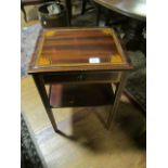 A MAHOGANY AND SATINWOOD INLAID OCCASIONAL TABLE of rectangular outline the shaped moulded top with