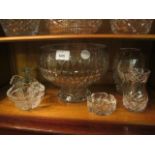 A COLLECTION OF WATERFORD GLASS to include a centre bowl, two vases,