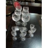 SIX GALWAY CRYSTAL LONG STEM GLASSES together with six Galway liquor glasses