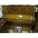 AN OAK AND PARQUETRY ORGAN now converted to a cocktail cabinet