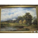 C BRENNIR ENGLISH SCHOOL
Rural Landscape with Figures before a Hayrick 
Signed Lower Right
Oil on