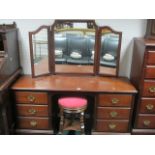 A STAINED BEECHWOOD DRESSING CHEST the super structure with tryptic mirrors above a rectangular top