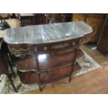 A GOOD CONTINENTAL KINGWOOD AND GILT BRASS MOUNTED SIDE TABLE surmounted with a vein marble top