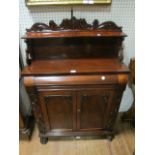 A VICTORIAN MAHOGANY SIDE CABINET the super structure with moulded gallery above a frieze drawer