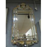 A VENETIAN ENGRAVED GLASS AND GILT FRAME MIRROR the rectangular bevelled glass plate within a