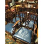 A SET OF SIX CHIPPENDALE STYLE MAHOGANY DINING CHAIRS c.