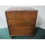 A GEORGIAN MAHOGANY LIFT TOP CHEST the rectangular hinged top with broad cross banding above four