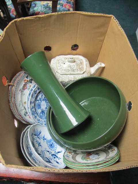 A DENBY JUG together with two denby vases, teapot,